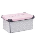 Scatola portaoggetti con coperchio Kipit Vibes Grigio Rosa Plastica 10 L 22,7 x 16,5 x 34,5 cm (12 Unità)