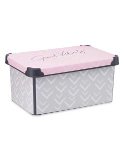 Scatola portaoggetti con coperchio Kipit Vibes Grigio Rosa Plastica 10 L 22,7 x 16,5 x 34,5 cm (12 Unità)