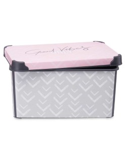Scatola portaoggetti con coperchio Kipit Vibes Grigio Rosa Plastica 10 L 22,7 x 16,5 x 34,5 cm (12 Unità)