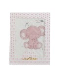 Baby blanket Elephant Pink Embroidery Double-sided 100 x 75 cm