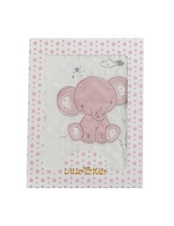 Manta para Bebé Elefante Rosa Bordado Doble cara 100 x 75 cm