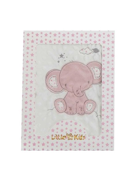 Manta para Bebé Elefante Rosa Bordado Doble cara 100 x 75 cm Manta para Bebé Elefante Rosa Bordado Doble cara 100 x 75 cm