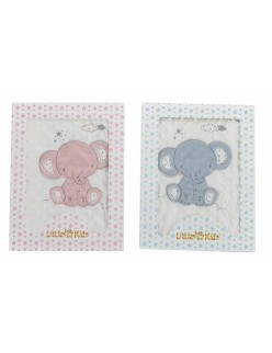 Manta para Bebé Elefante Rosa Bordado Doble cara 100 x 75 cm