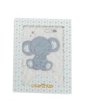 Babydecke Elefant Blau Stickerei Beidseitig 100 x 75 cm