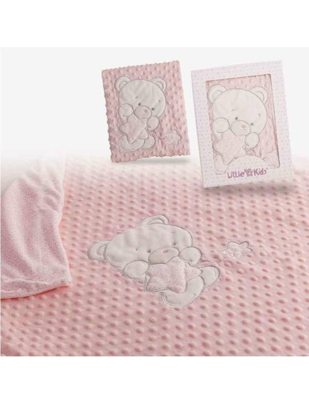 Manta para Bebé Urso Cor de Rosa Bordado Duplo Manta para Bebé Urso Cor de Rosa Bordado Duplo
