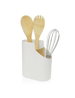 Bote para Utensilios de Cocina Versa Blanco Bambú ABS 8,5 x 17,6 x 15 cm