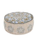 Pouf DKD Home Decor Bleu Beige 60 x 60 x 27 cm