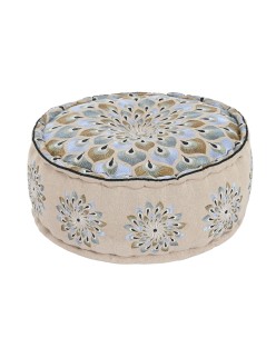 Pouf DKD Home Decor Bleu Beige 60 x 60 x 27 cm