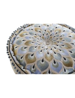 Pouf DKD Home Decor Bleu Beige 60 x 60 x 27 cm