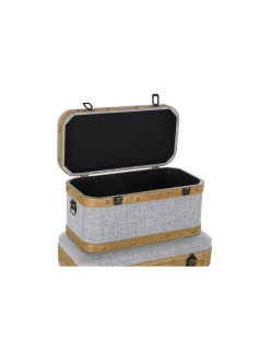 Lot de paniers DKD Home Decor 60 x 36 x 34 cm Naturel Gris Bois