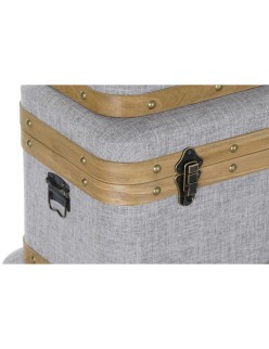 Lot de paniers DKD Home Decor 60 x 36 x 34 cm Naturel Gris Bois