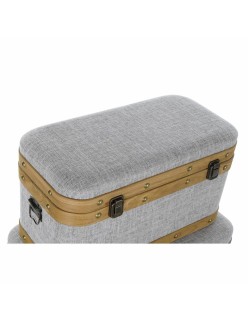 Lot de paniers DKD Home Decor 60 x 36 x 34 cm Naturel Gris Bois