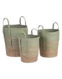 Set di Cesti 42 x 42 x 48 cm Menta Fibra naturale (3 Pezzi)