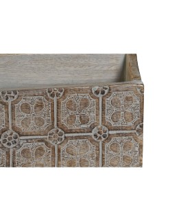 Contenitore per Sistemare Multiuso DKD Home Decor Bianco Naturale Legno di mango 32 x 13 x 21 cm (12 Unità)