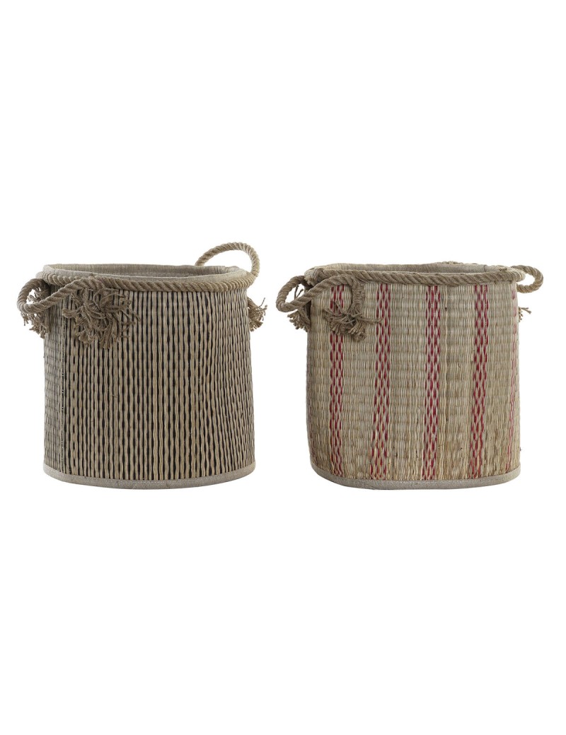 Panier Multi-usages DKD Home Decor Marron Noir Rouge Boho 30 x 30 x 36 cm (2 Unités)