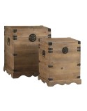 Set di Bauli DKD Home Decor Metallo Abete Legno di abete Orientale 50 x 50 x 61 cm 48 x 48 x 61 cm 50 x 50 x 60 cm (2 Unità) (1 