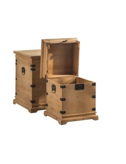Set di Bauli DKD Home Decor Metallo Abete Legno di abete Orientale 50 x 50 x 61 cm 48 x 48 x 61 cm 50 x 50 x 60 cm (2 Unità) (1 