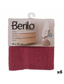 Serviette de toilette Berilo 5312 Bordeaux 80 % coton 20 % Polyester 50 x 0,5 x 90 cm (6 Unités)