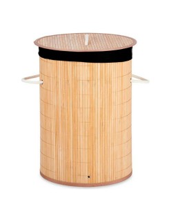 Cesto per i Panni Sporchi Kipit BA1315-436 Nero Naturale Metallo Bambù Legno MDF 48 L (4 Unità)