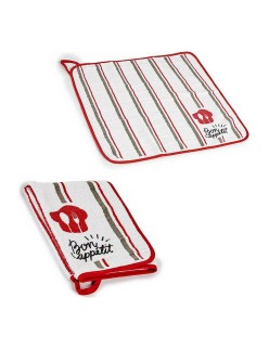 Tissu de cuisine Kinvara 1220 Blanc Rouge 50 x 0,3 x 50 cm (12 Unités)