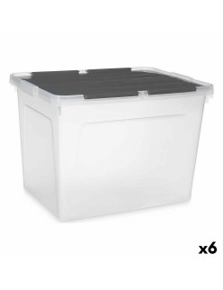 Scatola portaoggetti con coperchio Kipit 87953 Trasparente Antracite Plastica 48 L (6 Unità)