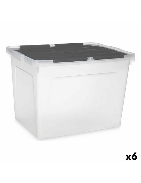 Scatola portaoggetti con coperchio Kipit 87953 Trasparente Antracite Plastica 48 L (6 Unità)