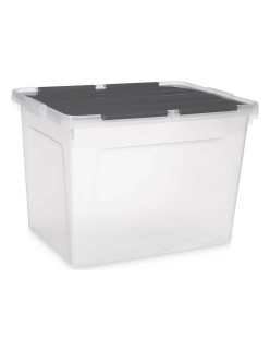 Scatola portaoggetti con coperchio Kipit 87953 Trasparente Antracite Plastica 48 L (6 Unità)