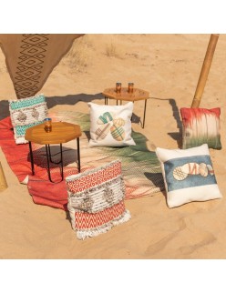 Cushion Boho Cyan PET Stone 45 x 10 x 45 cm