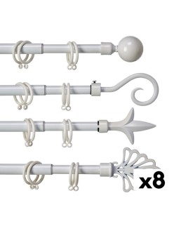 Barra para Cortinas Extensible 170 - 320 cm Blanco Hierro (8 Unidades)