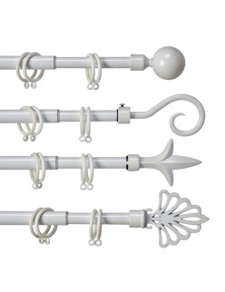 Curtain Bar Extendable 170 - 320 cm White Iron (8 Units)