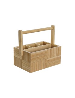 Vassoio Portaposate DKD Home Decor Naturale Bambù 27 x 16,5 x 11,5 cm