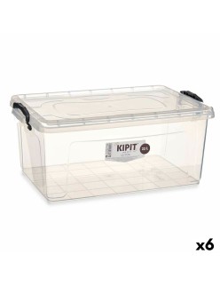 Scatola portaoggetti con coperchio Trasparente Plastica 22 L 32 x 20,5 x 50 cm (6 Unità)