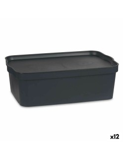 Scatola portaoggetti con coperchio Kipit TP595-1 Antracite Plastica 14 L 29,5 x 14,3 x 45 cm (12 Unità)