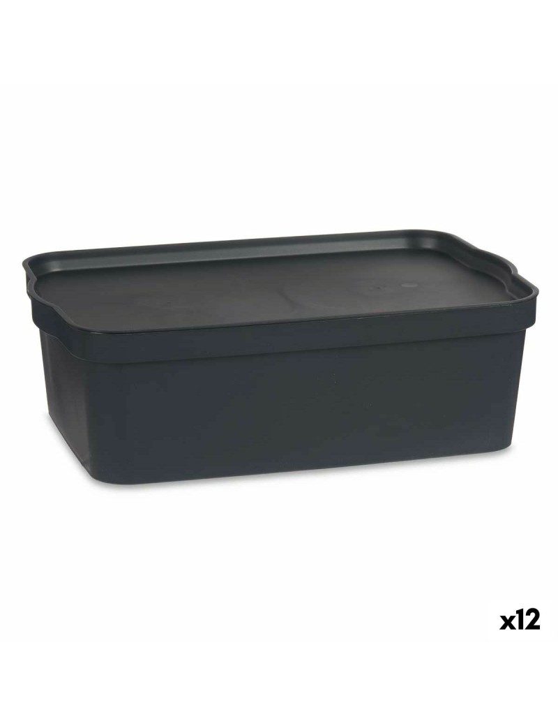 Scatola portaoggetti con coperchio Kipit TP595-1 Antracite Plastica 14 L 29,5 x 14,3 x 45 cm (12 Unità)