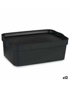 Scatola portaoggetti con coperchio Kipit TP593-1 Antracite Plastica 6 L 21 x 11 x 32 cm (12 Unità)