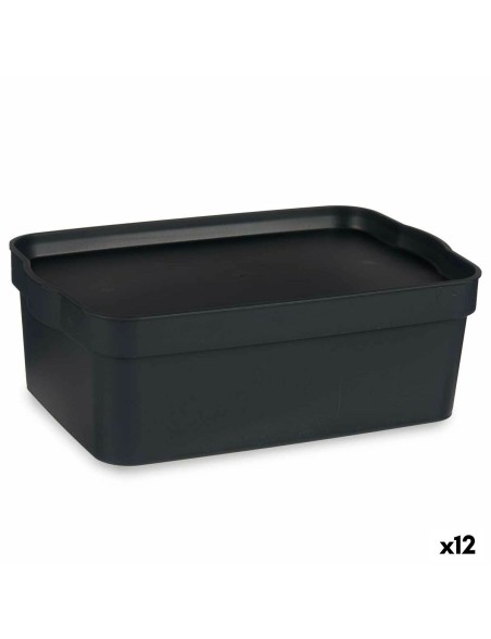 Scatola portaoggetti con coperchio Kipit TP593-1 Antracite Plastica 6 L 21 x 11 x 32 cm (12 Unità)