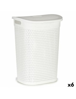 Cesto per i Panni Kipit 4790-3 Bianco Plastica 60 L 43,5 x 57,5 x 34 cm (6 Unità)