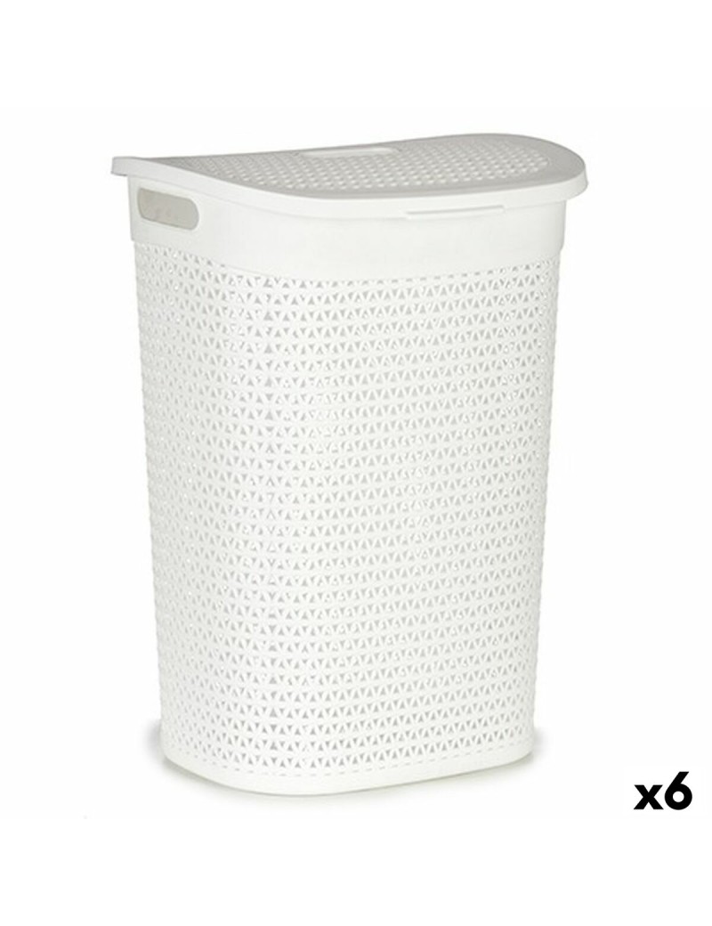 Cesto per i Panni Kipit 4790-3 Bianco Plastica 60 L 43,5 x 57,5 x 34 cm (6 Unità)