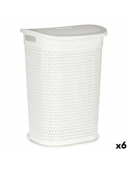 Cesto per i Panni Kipit 4790-3 Bianco Plastica 60 L 43,5 x 57,5 x 34 cm (6 Unità)
