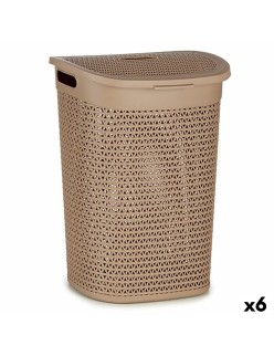 Cesto per i Panni Kipit 4790-4 Beige Plastica 60 L 43,5 x 57,5 x 34 cm (6 Unità)