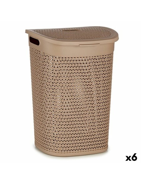 Cesto per i Panni Kipit 4790-4 Beige Plastica 60 L 43,5 x 57,5 x 34 cm (6 Unità)