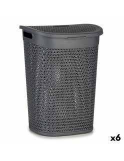 Cesto per i Panni Kipit 4790-2 Antracite Plastica 60 L 43,5 x 57,5 x 34 cm (6 Unità)