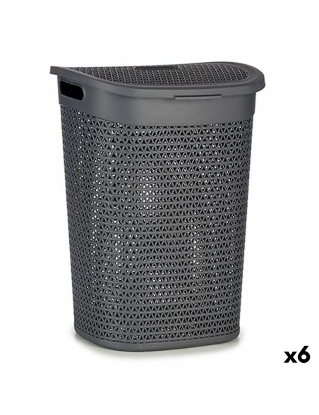 Cesto per i Panni Kipit 4790-2 Antracite Plastica 60 L 43,5 x 57,5 x 34 cm (6 Unità)