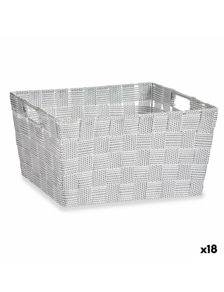 Cestino Multiuso Kipit A3-6883 Bianco Stoffa 30,4 x 14 x 20 cm (18 Unità)