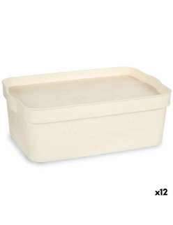 Scatola portaoggetti con coperchio Kipit TP593-4 Crema Plastica 6 L 21,5 x 11 x 31,5 cm (12 Unità)