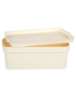 Scatola portaoggetti con coperchio Kipit TP593-4 Crema Plastica 6 L 21,5 x 11 x 31,5 cm (12 Unità)