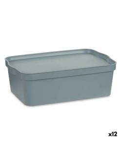 Scatola portaoggetti con coperchio Kipit TP595-2 Grigio Plastica 14 L 29,5 x 14,3 x 45 cm (12 Unità)