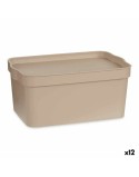 Scatola portaoggetti con coperchio Kipit TP594-3 Beige Plastica 7,5 L 21,5 x 14,5 x 32 cm (12 Unità)