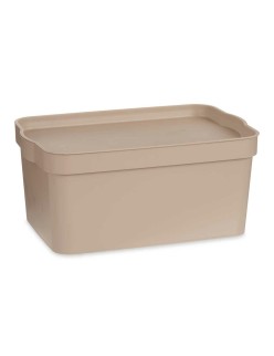 Scatola portaoggetti con coperchio Kipit TP594-3 Beige Plastica 7,5 L 21,5 x 14,5 x 32 cm (12 Unità)