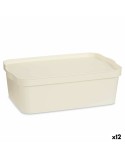 Storage Box with Lid Kipit TP595-4 Cream Plastic 14 L 29,5 x 14,3 x 45 cm (12 Units)